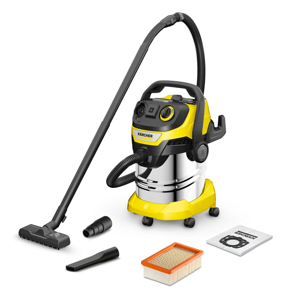 Пылесос строительный Karcher WD 5 P S V-25/5/22 ,1100Вт (уборка: сухая/сбор воды) желтый