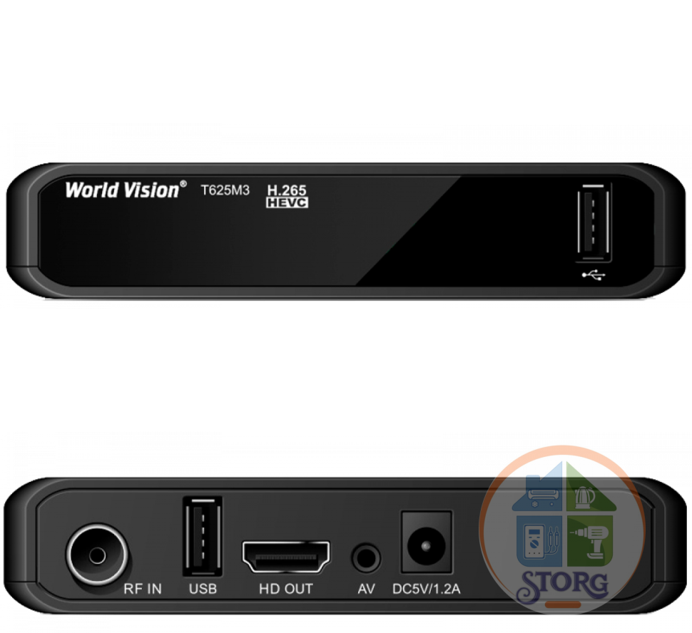 Ресивер Т2 World Vision T625M3 (без кнопок, без дисплея, DVB-T/T2, DVB-C, H.265, GUOXIN GX6702S5)