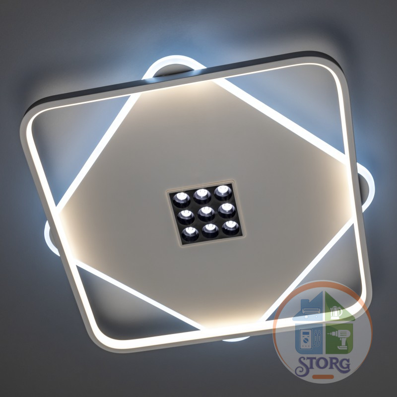 Люстра LED димм GALASSIA с ДУ 3 реж 485х485х65 78Вт 2700+6400/4200/6400+2700 29м2 бел 51585 6 Ritter