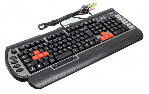 Клавиатура A4 X7-G800MU черный/серый PS/2 Multimedia Gamer (подставка для запястий)