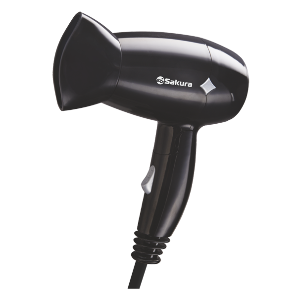 Фен для волос SAKURA SA-4049BK 1200Вт, 2 темпер.режима, защита от перегрева, складная ручка