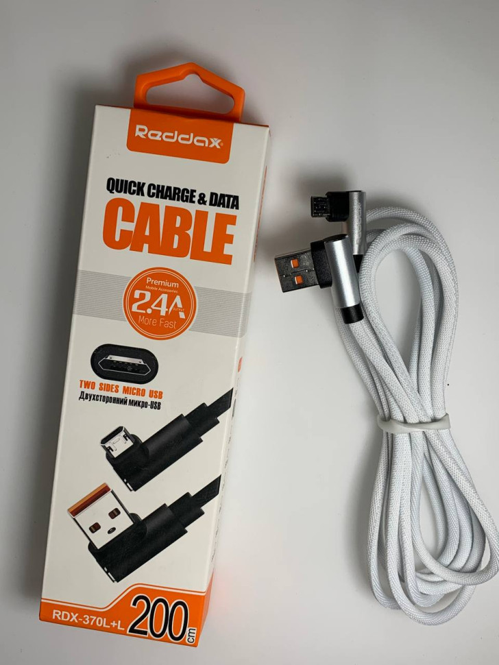 USB кабель Reddax RDX-370 L+L micro usb 2м прорезиненный (white)