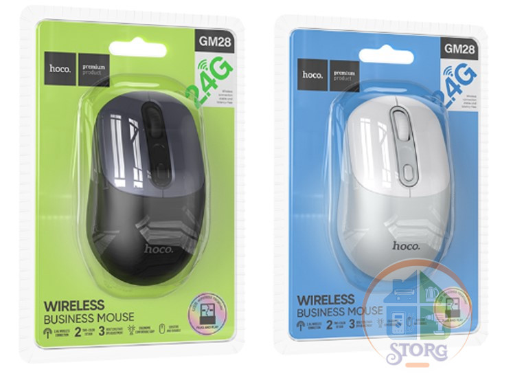 Мышь беспроводная HOCO GM28 2.4G business wireless mouse (бело-серый)