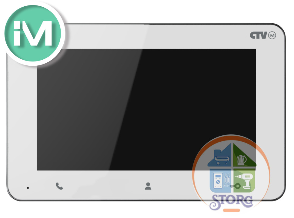CTV-IM700 Entry 7 W, Монитор видеодомофона, стеклянная сенсорная панель управления "Easy Buttons", автоответчик,  режим ожидания с индикацией времени, встроенный источник питания