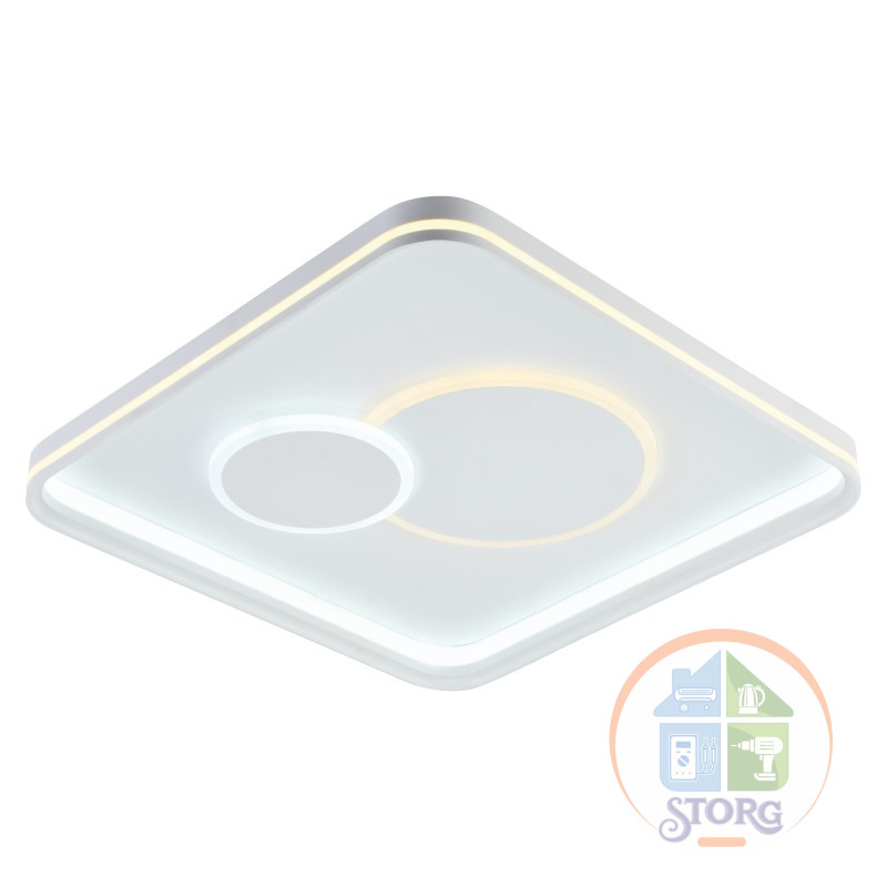 Люстра потолочная LED димм GALASSIA, ДУ 480х480х75, 80Вт, 2700+6400/4200/6400+2700, 30м2, бел, 51663 1 Ritter