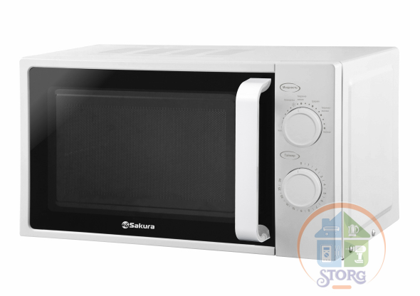 Микроволновая печь SAKURA SA-7051W, белый, 700Вт, объем 20л, внут.покр.эмаль, мех.управление