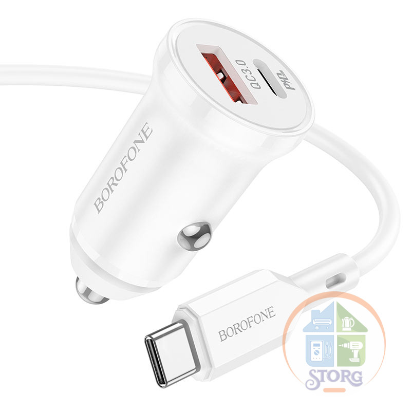 АЗУ Borofone BZ18A PD20W+QC3.0 с кабелем Type-c white