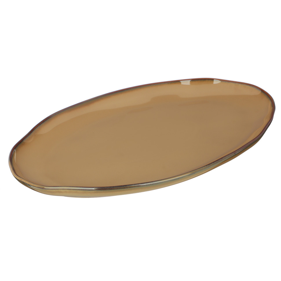 Блюдо овальное Ivlev Chef Органика, 36х26x3см, фарфор, бежевый