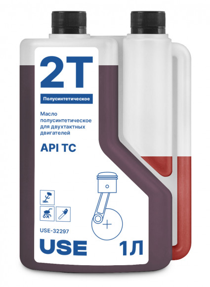 Масло полусинтетика USE USE-30015, 2-х тактное API TC с дозатором 1 л