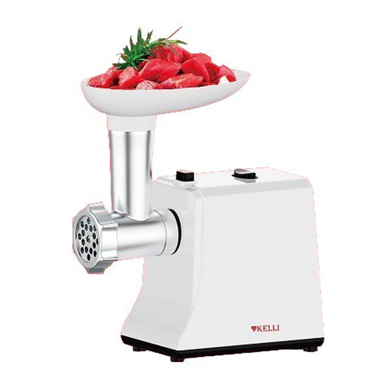 Мясорубка электрическая KELLI KL-5008Бел, Белый, 2600Вт, 2 насадки, реверс, защита от перегурзок
