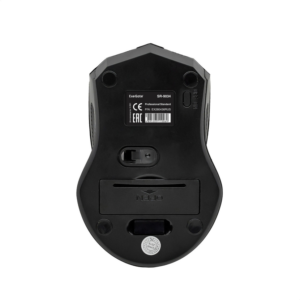 Мышь беспроводная ExeGate SR-9034 Черный, 1600 dpi, радиоканал, USB, кнопки - 4
