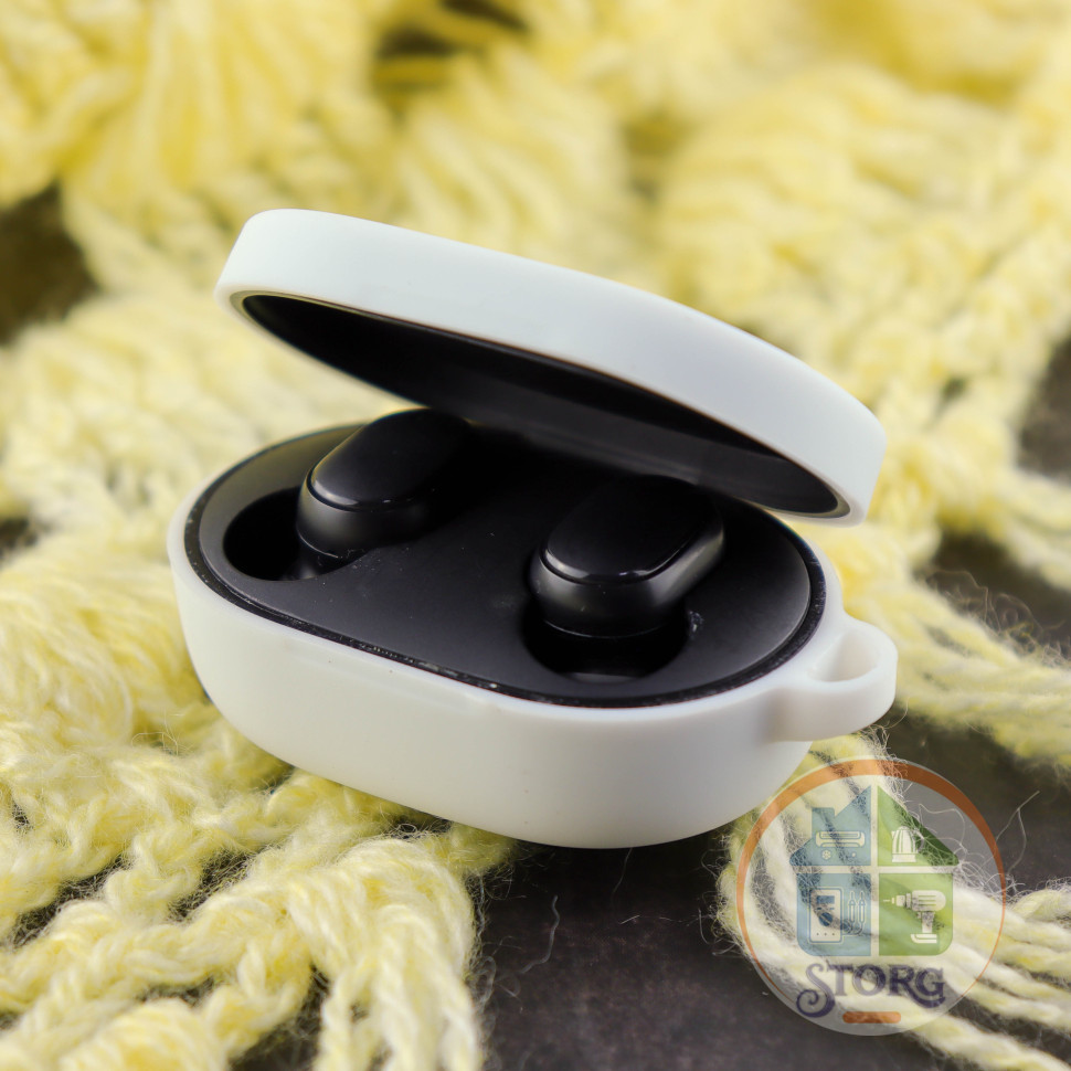 Чехол силиконовый с карабином для AirDods/AirDots 2 White (1)