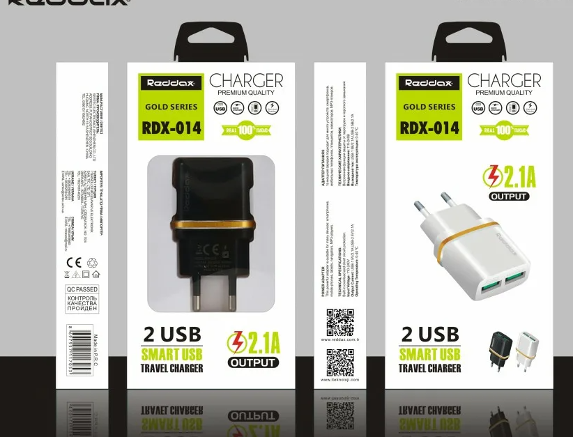 СЗУ Reddax RDX-014 2*USB 2100mA + кабель TypeC - белый