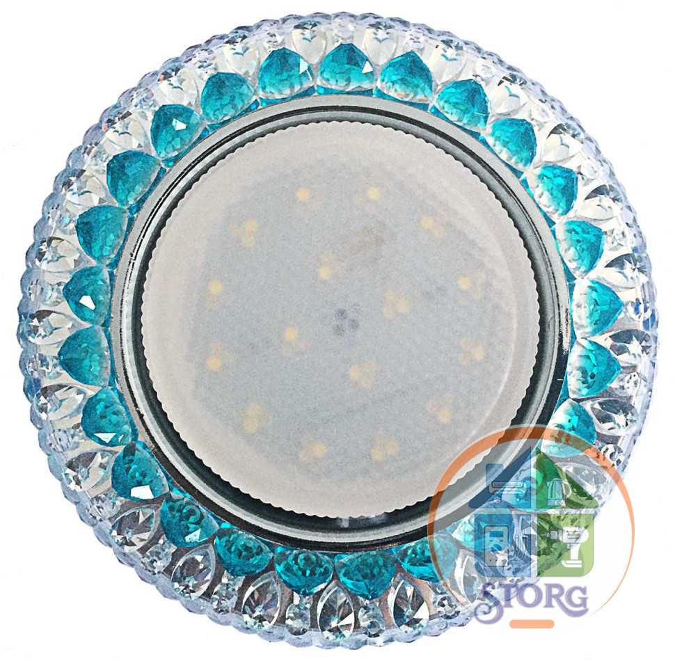 Светильник потолочный встраиваемый GX53 DECOR Версаль, цвет: прозрачный+голубой/хром, Спутник