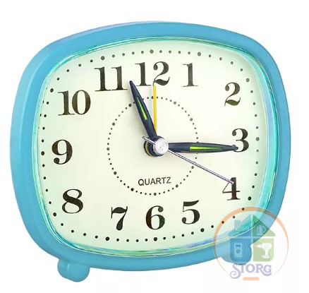 Часы-будильник Perfeo Quartz "PF-TC-005", прямоугольные 10*8,5 см, синие