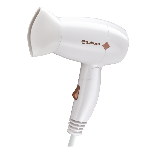Фен для волос SAKURA SA-4049W 1200Вт, 2 темпер.режима, защита от перегрева, складная ручка