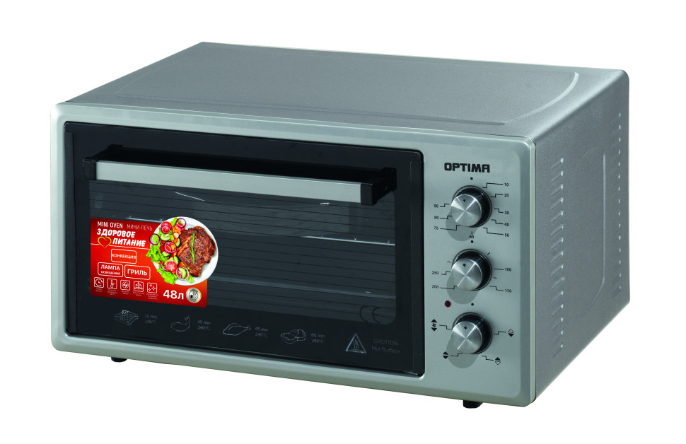 Духовой шкаф OPTIMA OFC-48G (Серый; Объем 48л; Мощность 1600Вт; Конвекция; Таймер; Лампа; ТУРЦИЯ)