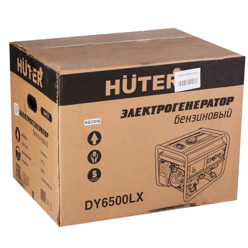 Генератор бензиновый Huter DY6500LX (5/5.5кВт, 1-фаза, 4-такт., руч/эл.старт., колеса и ручки, медь)
