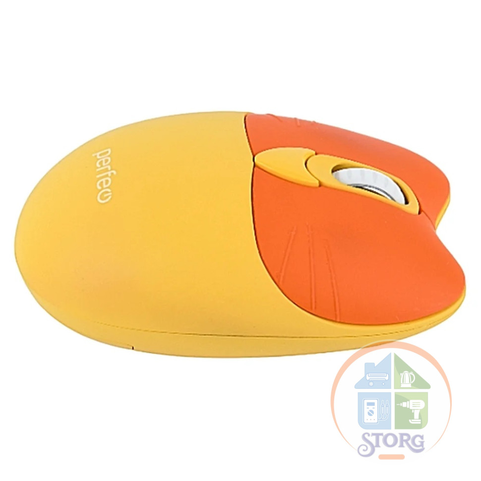Мышь оптическая беспроводная Perfeo "KITTY", 4 кн, «Silent Click» DPI 800-1600, USB, жёлтый