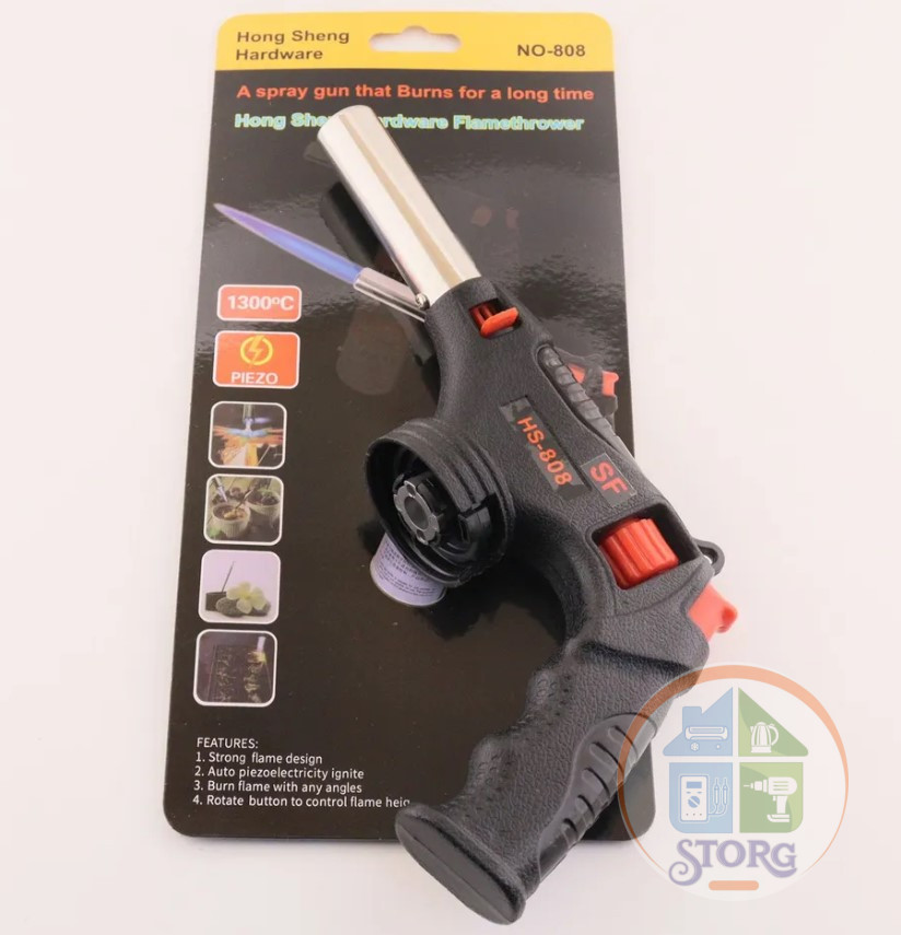 Газовая горелка с ручкой S-TORG H-12 N-808 (HS-808) (1300C, регул. пламении, регул. подачи, +поджег)