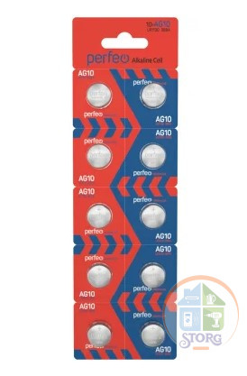 Элемент питания Perfeo LR1130/10BL Alkaline Cell 389A AG10