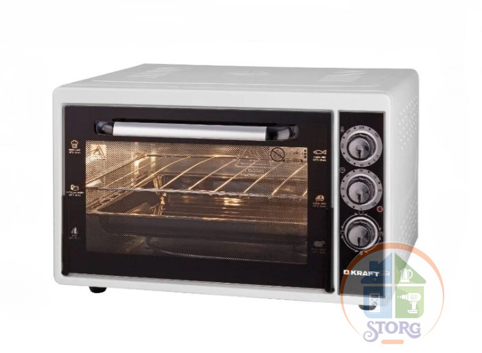 Духовой шкаф KRAFT KF-MO 3800W, белый, объем 38л, 1500Вт, решетка, противень для выпечки