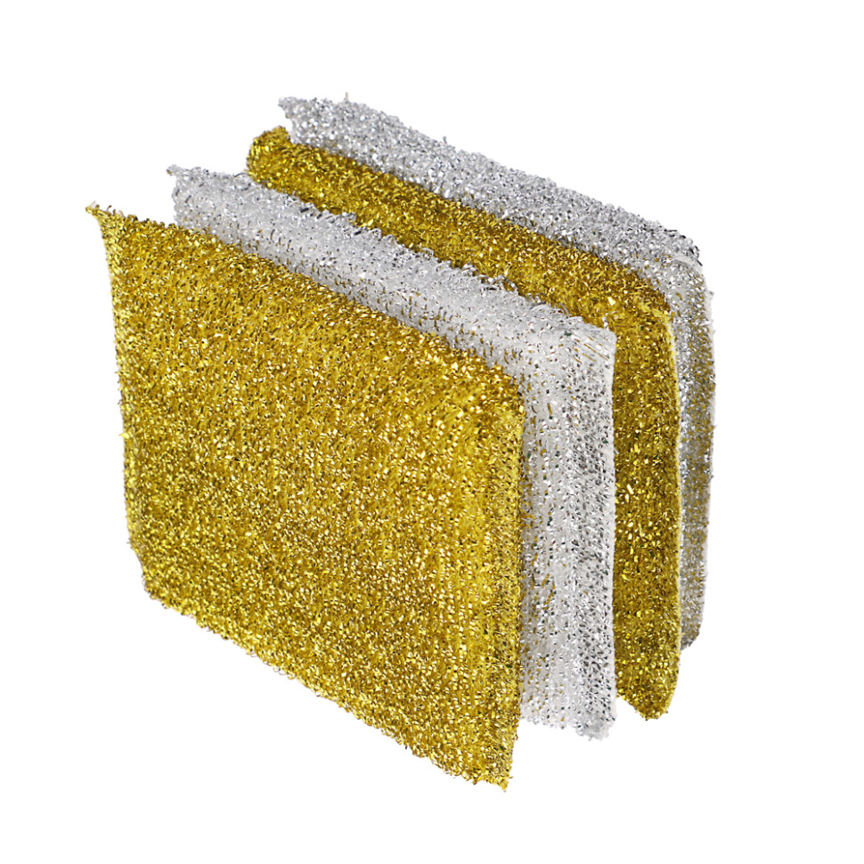 Губка кухонная VETTA в упаковке 4шт золот-серебр, 8х12см