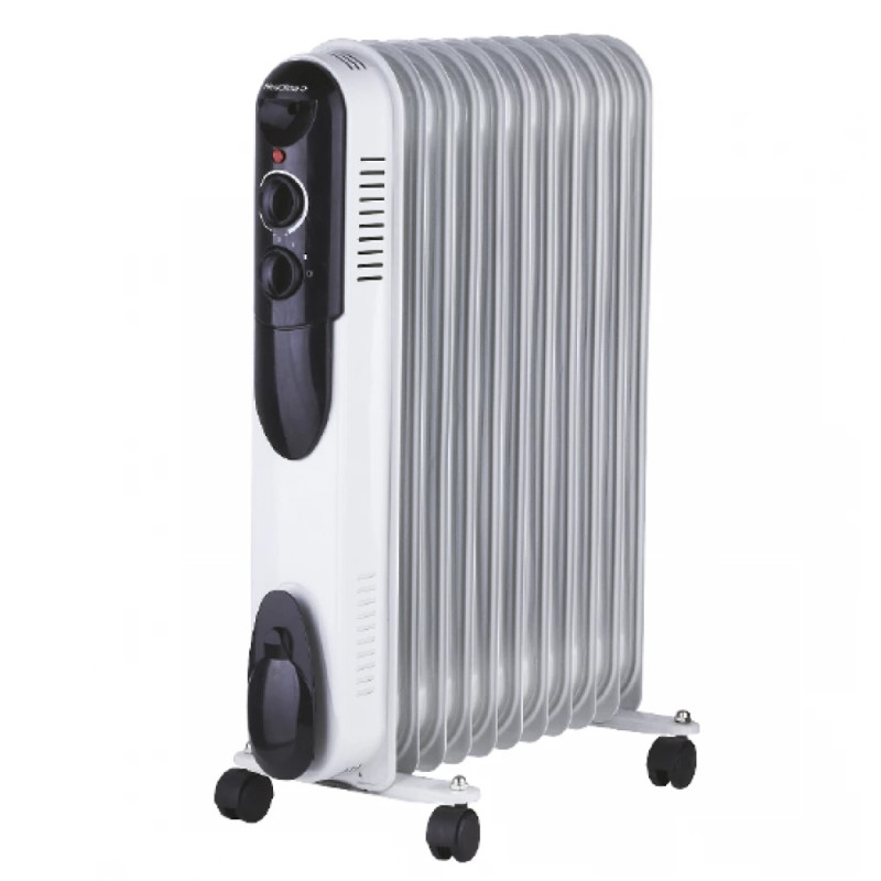 Масляный обогреватель Neoclima NC 9311, белый/черный, 2500 Вт, 25 м2, термостат