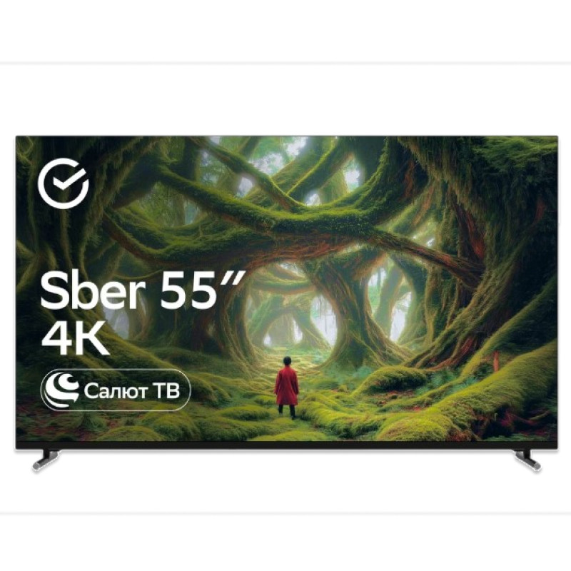 55" Телевизор Sber SDX 55U4139 Черный 3840x2160, 4K Ultra HD, 60 Гц, Wi-Fi, Smart TV, Салют ТВ