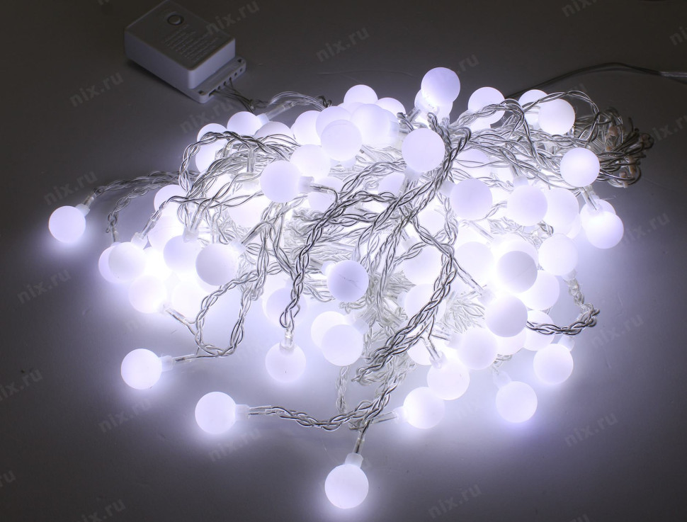Гирлянда S-Torg 80LED "Шарик", 10м, белый провод, Белый