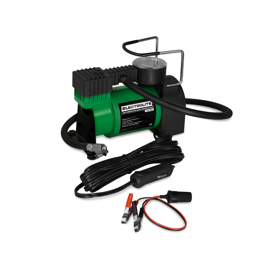 Автомобильный компрессор ELECTROLITE AC 170, 170Вт, 6.8Бар, 50л/мин, гнездо прикур., порш. металл