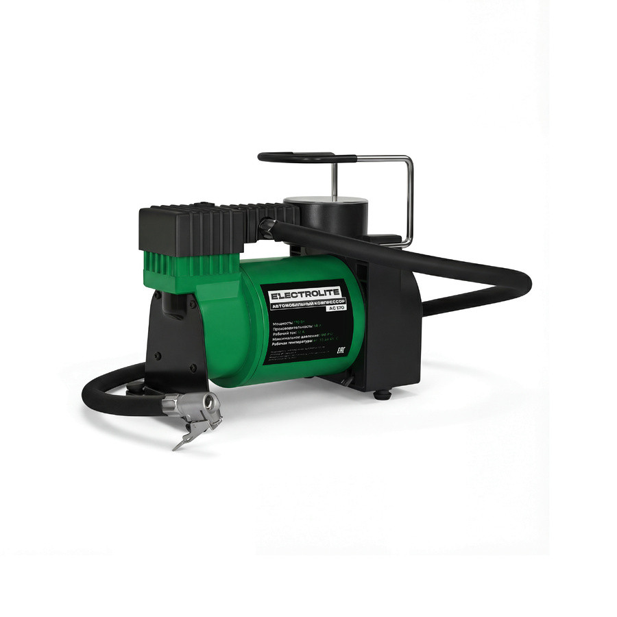 Автомобильный компрессор ELECTROLITE AC 170, 170Вт, 6.8Бар, 50л/мин, гнездо прикур., порш. металл