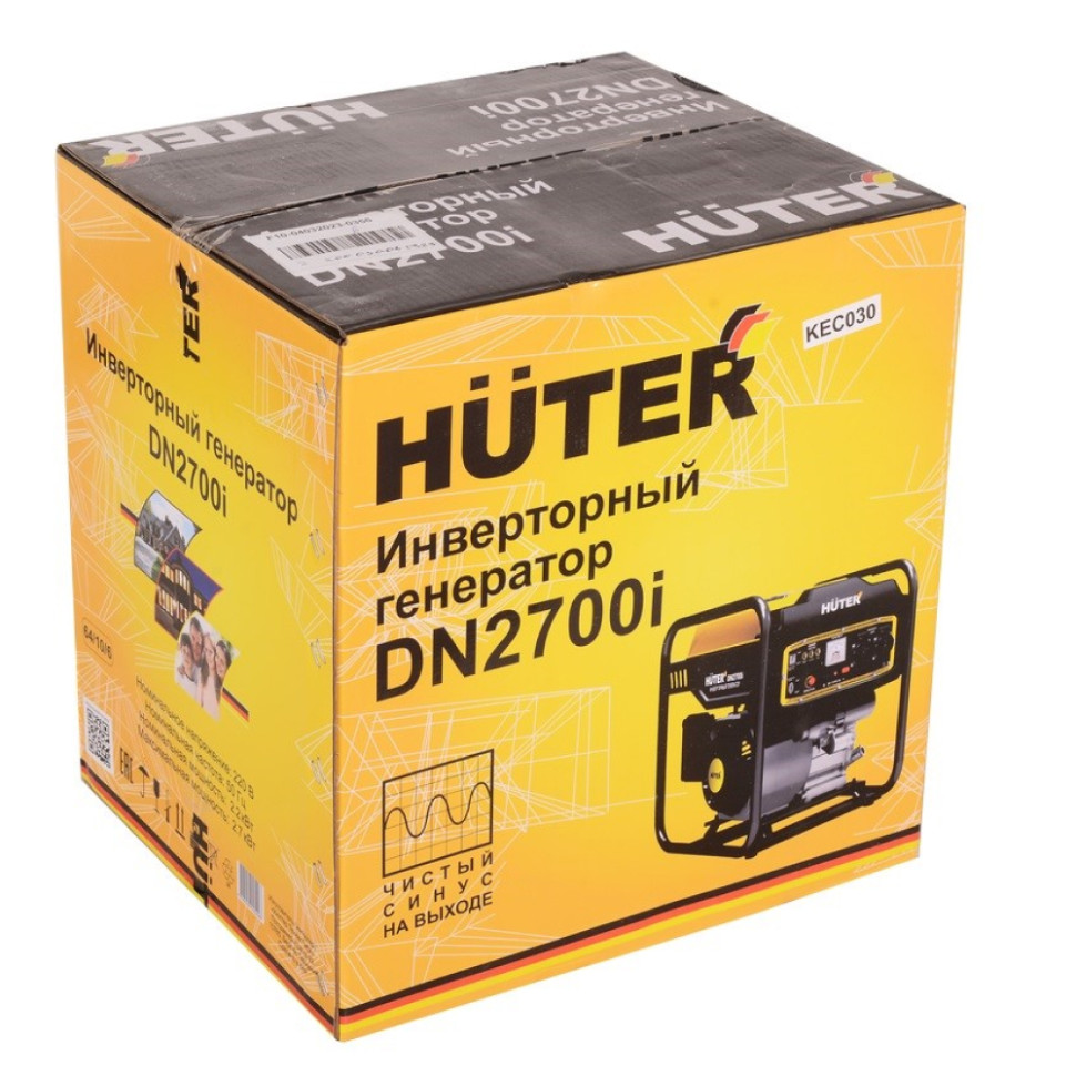 Генератор бензиновый инверторный Huter DN2700i (2.2/2.7кВт, 1фаза, 4такт., ручной, чист.син., ЭКО‑режим) Генератор бензиновый инверторный Huter DN2700i (2.2/2.7кВт, 1фаза, 4такт., ручной, чист.син., ЭКО‑режим)
