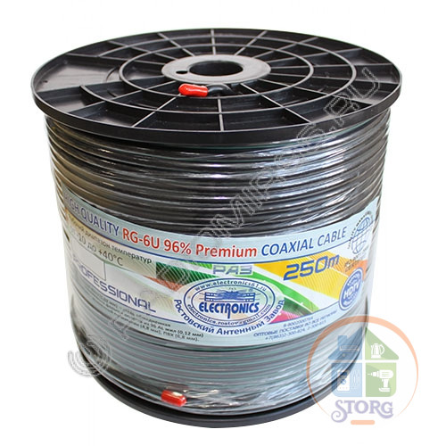 Кабель RG-6U Electronics Premium 96% (черный) (250м) (морозостойкий)