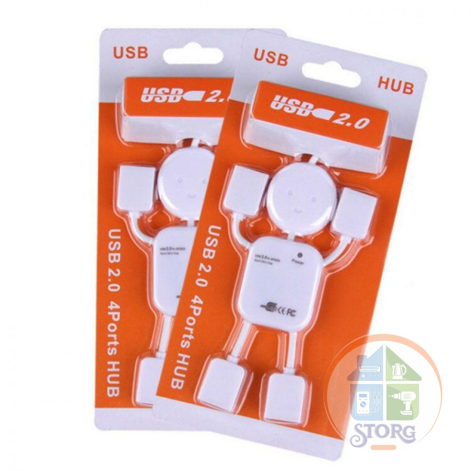 USB-HUB S-TORG JC-21512 4USB Ports 2.0 Pauk человечек (белый)