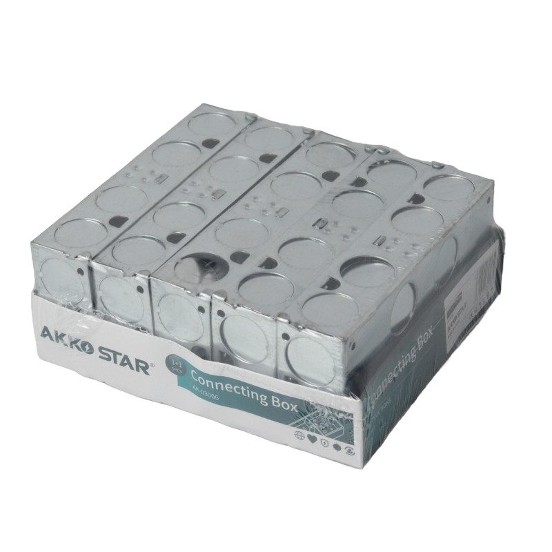 Коробка монтажная AKKOSTAR металлическая двойная (195гр) 35х35мм