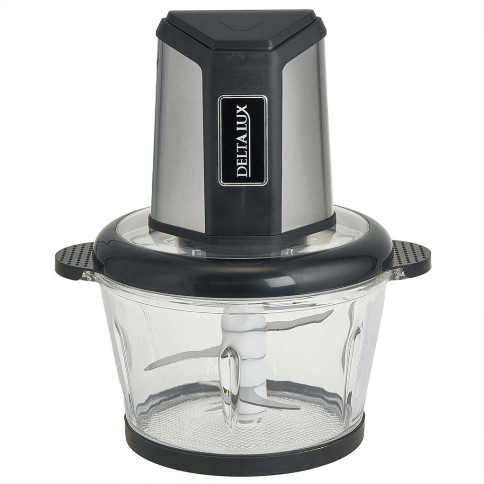 Измельчитель DELTA LUX DE-7405, 2 л, 800 Вт, стеклянная чаша, двойной ножевой блок, Черный
