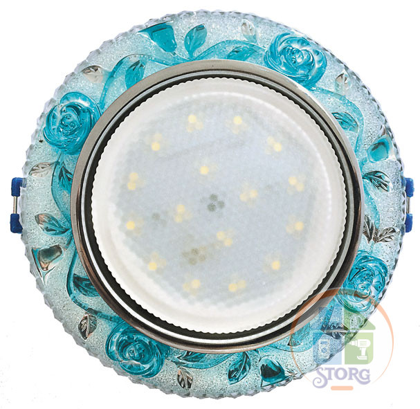 Светильник потолочный встраиваемый GX53 DECOR Прованс, цвет: прозрачный+голубой/хром, Спутник