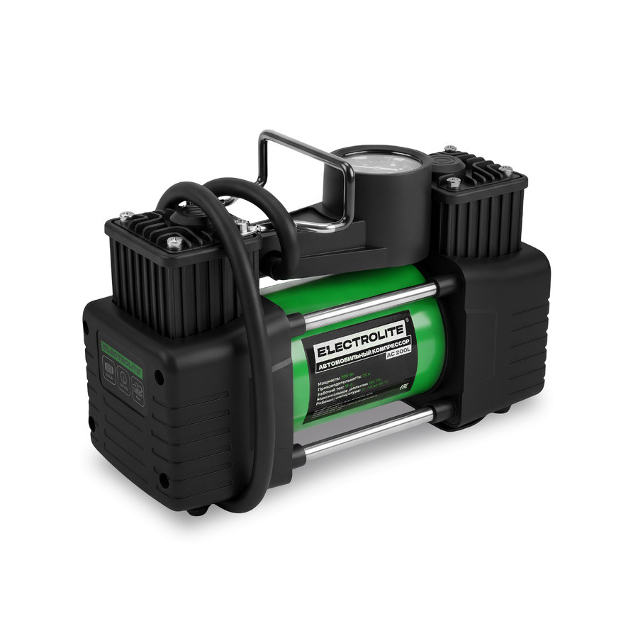 Автомобильный компрессор ELECTROLITE AC 200L, 200Вт, 10.2Бар, 70л/мин, гнезд. прикур., порш. металл