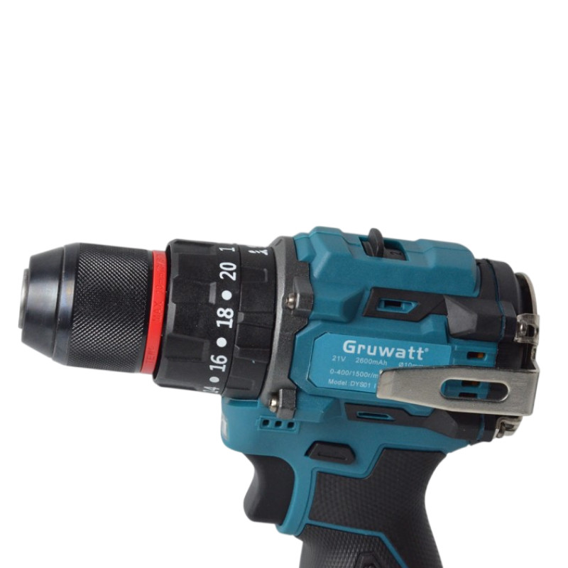 Дрель-шуруповерт бесщеточная ударная GRUWATT DYS01, 18V, крут. момент 35 Нм, 370–1350 об/мин