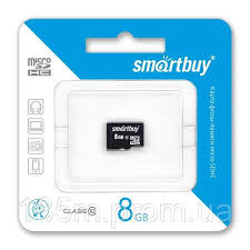 MicroSDHC флэш-накопитель 8GB Class 10 SmartBuy + adapter