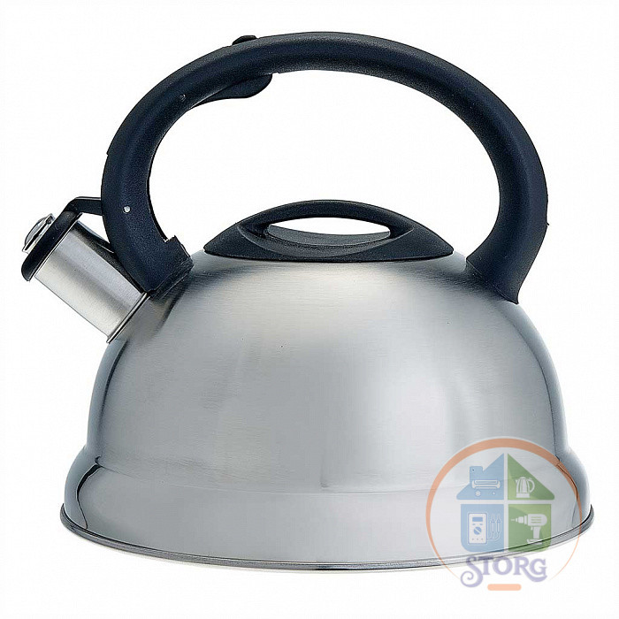Чайник металлический WEBBER BE-0547 (Нерж.сталь/Черный; Объем 2.7л; Со свистком)