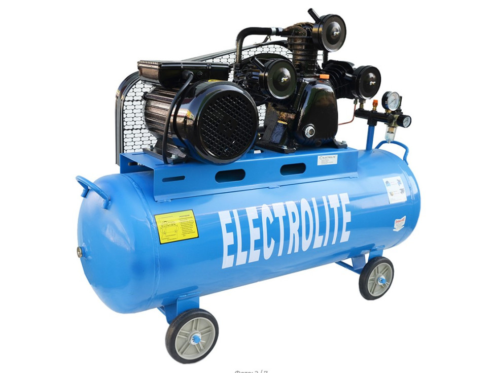 Компрессор ременной ELECTROLITE 660/100/10 Атмос (660л/мин, 3кВт, 4л.с.,10атм, 100л, ф поршня 65мм*3