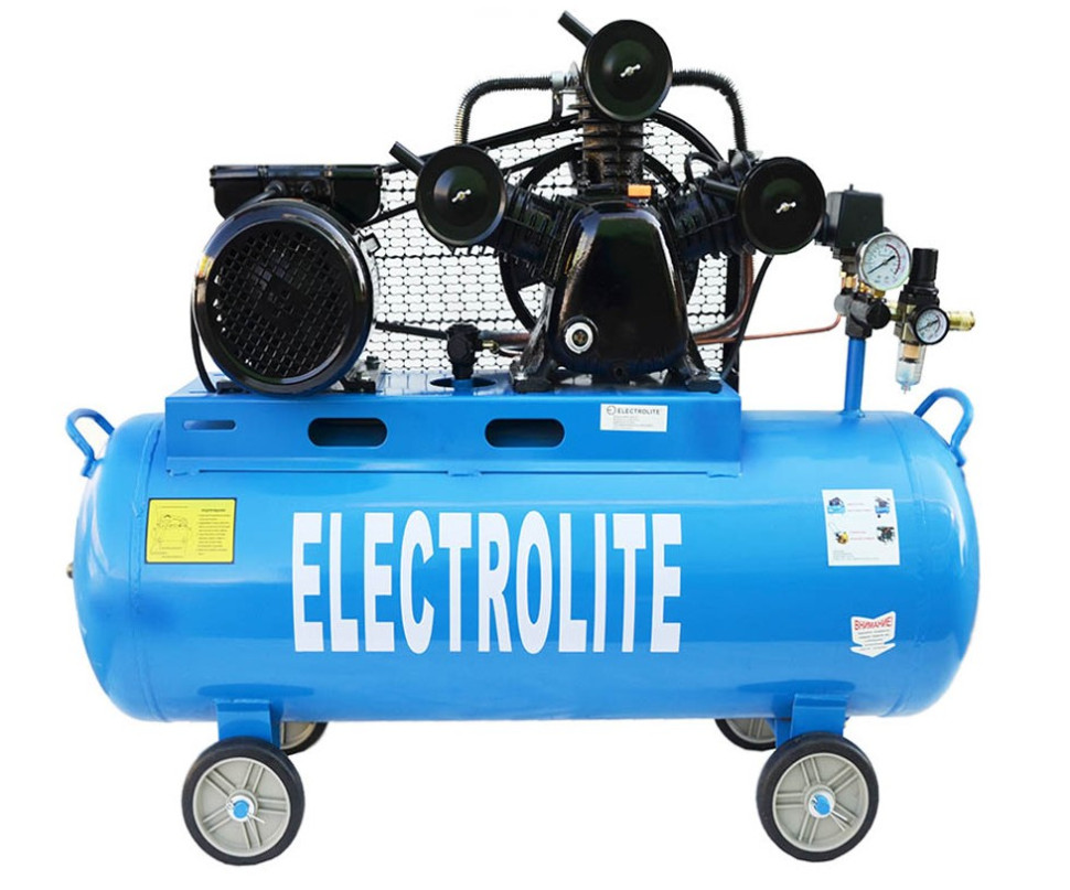 Компрессор ременной ELECTROLITE 660/100/10 Атмос (660л/мин, 3кВт, 4л.с.,10атм, 100л, ф поршня 65мм*3