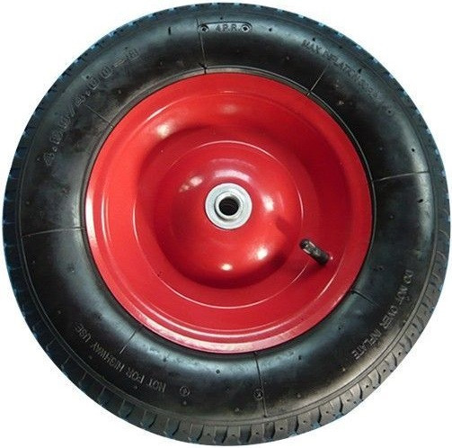 Колесо для строительной тачки PR3001-12 16"х 4,00х8,12/100мм, CROSS, сварное, красное КФ, втулка с трубкой