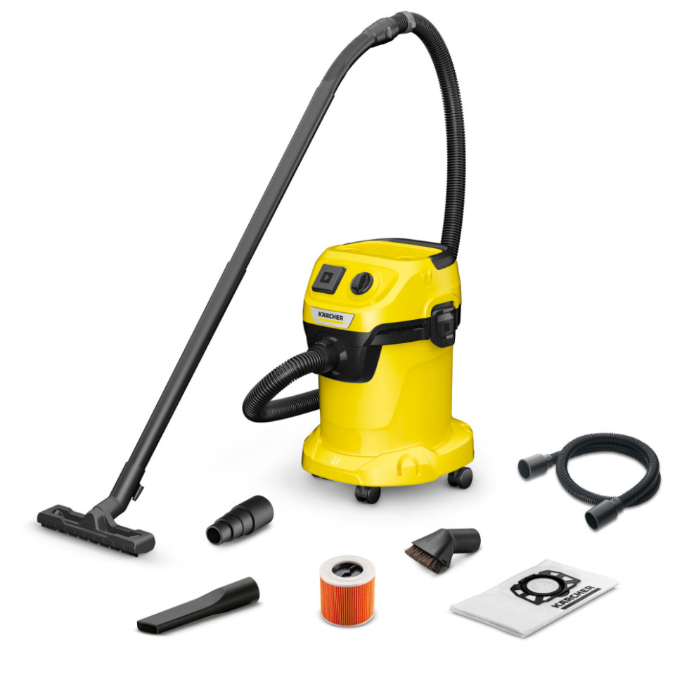 Пылесос строительный Karcher WD 3 P V-17/4/20 Workshop, 1000Вт, 17л, 75дБ, уборка сухая/сбор воды