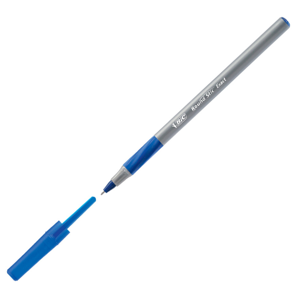 Ручка шариковая синяя BIC "Раунд Стик Экзакт" 0,28 мм, пластик, инд.маркировка, 918543
