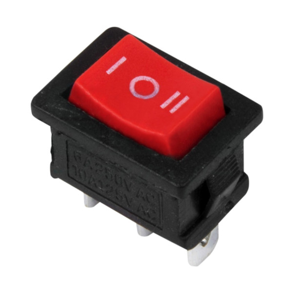 Выключатель клавишный REXANT 250V 6А (3с) ON-OFF-ON красный с нейтралью Mini (RWB-205, SC-768)