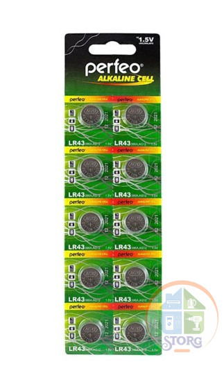Элемент питания Perfeo LR43/10BL Alkaline Cell 386A  AG12