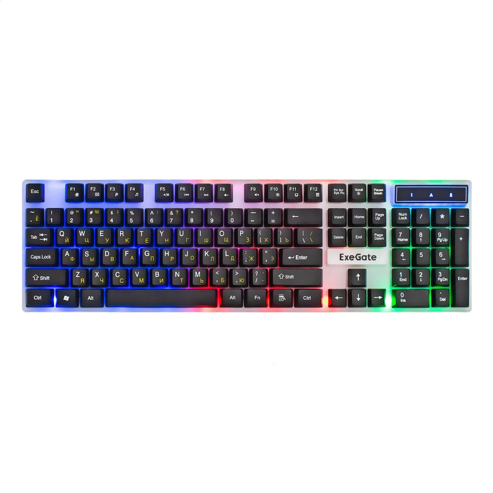 Комплект клавиатура + мышь ExeGate Professional Standard Combo MK140 с подсветкой (клавиатура влагозащищенная 104кл. +  мышь оптическая 1000dpi, 3 кнопки и колесо прокрутки, длина кабелей 1,5м; USB, серый, Color Box)